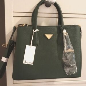 NEW Alyssa Designer Inspired Faux Leather Satchel Zipper Close Handle & Shoulder